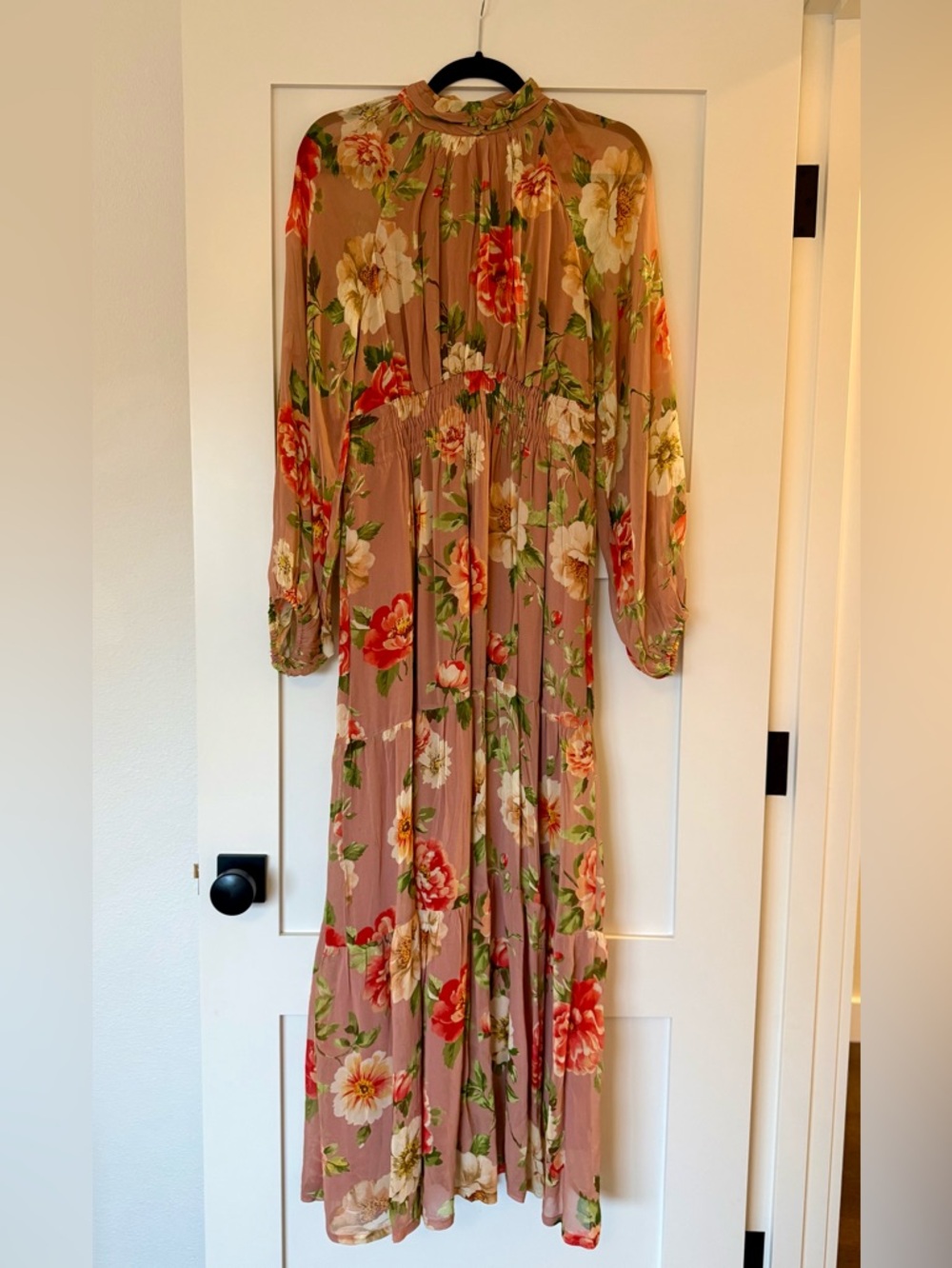 THE SOMERSET LONG-SLEEVE MOCK-NECK CHIFFON MAXI DRESS